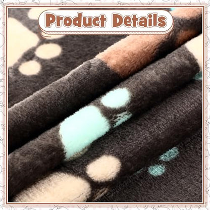 Tegeme 12 Pcs Pet Blankets 30 x 20 Inch Soft Fluffy Fleece Dog Cat Warm Paw Print Pattern Blankets Flannel Throw for Pets Dog Puppy Cat(Dark Gray, White, Camel) - color: Dark Gray, White, Camel, size: 30 x 20 Inch