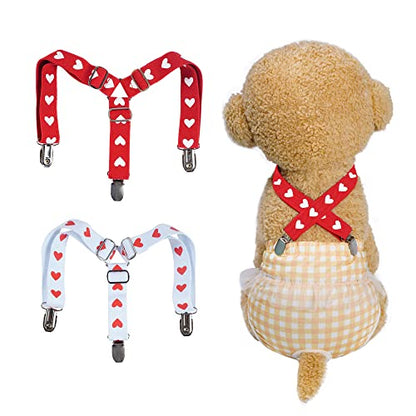 2Pcs Adjustable Dog Suspenders | Adjustable Dog Suspenders Diaper Keeper for Female Dog Skirts Dresses Pants Clothes - size: Medium