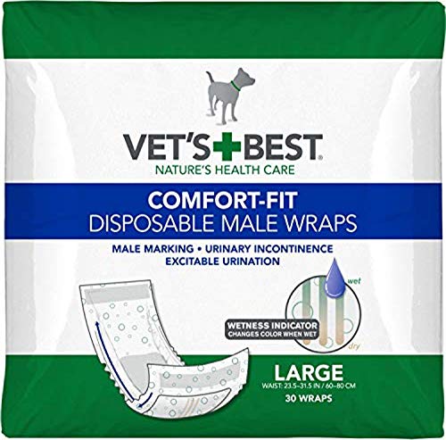 Vet’s Best Comfort Fit Disposable Male Dog Diapers - Absorbent Male Wraps with Leak Proof Fit - Large, 30 Count - size: Large, style: 30 count