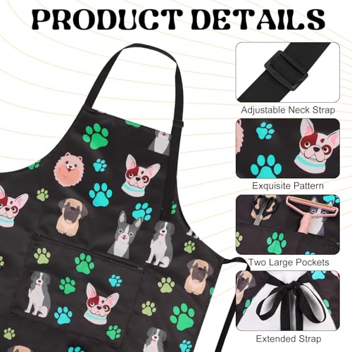 Dog Grooming Waterproof Apron with 2 Pockets, Cute Animals Puppy Dog Pets Apron - style: Cute Pet Dog