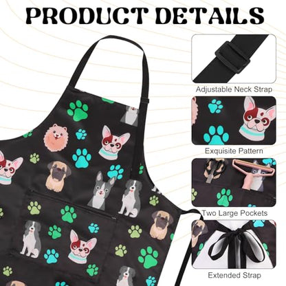 Dog Grooming Waterproof Apron with 2 Pockets, Cute Animals Puppy Dog Pets Apron - style: Cute Pet Dog