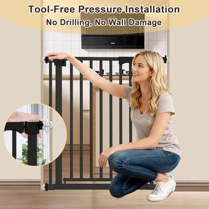 30-41 Inch Extra Wide Outdoor Baby Gate/Dog Gate, Indoor Pet Gate for Doorways, Hallways and Stairs No Drilling, Auto Close, Pressure Mounted Safety gate for Babies,Pets, Black - size: Black 30-40inches wide