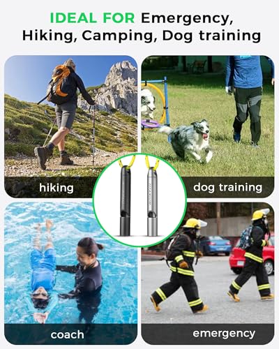 Titanium Survival Emergency Whistle,120-130dB,Rustproof, Durable | Saltwater & Sweat Resistant, Safe for Oral Use, Pea-less, Works Submerged, Compact with Key Ring & Lanyard - color: Matte 2 Pack