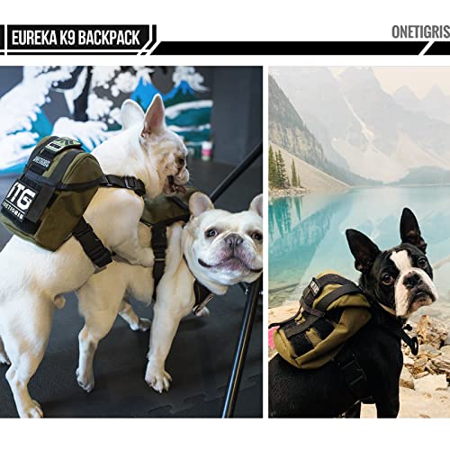 OneTigris Dog Pack, Backpack Durable Small Medium Dog Pack with Litter Bag Exit for Camping Hiking Daily Walking (Ranger Green, X-Small)