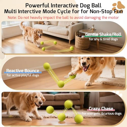 SNOYWEN Smart Interactive Dog Toy, Automatic Moving Bouncing Rolling Ball, Food-Grade Rubber Material IPX7 Waterproof Active Ball for Medium and Large Dogs (Yellow) - color: Yellow