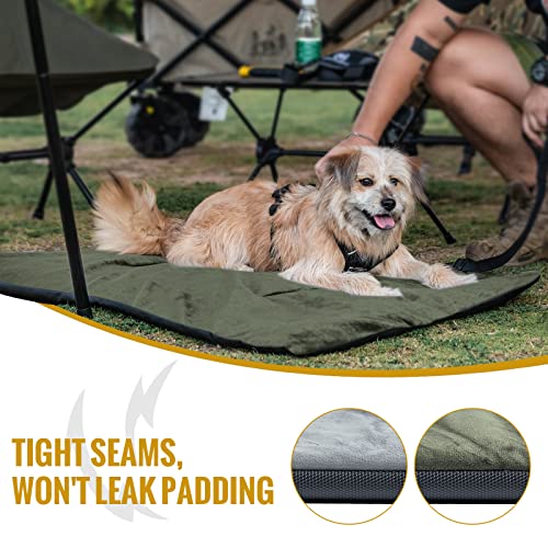 ONETIGRIS Travel Dog Bed - Portable, Washable, Waterproof Anti-Slip Dog Camping Bed, 3.6ft by 2.2ft Outdoor Indoor Bed Mat Cushioned Plush Warm Puppy Mattresses - color: Thickened Version - Green