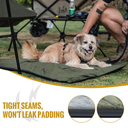 ONETIGRIS Travel Dog Bed - Portable, Washable, Waterproof Anti-Slip Dog Camping Bed, 3.6ft by 2.2ft Outdoor Indoor Bed Mat Cushioned Plush Warm Puppy Mattresses - color: Thickened Version - Green