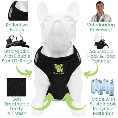 EcoBark Step in Dog Harness - Eco-Friendly Teacup Dog Harnesses for XXS, XS, and Small Dogs - Reflective and Adjustable Mini Body Halter Vest -Tiny Soft Mesh Toy Breed Harness (XXXS, Black) - color: Black, size: XXXS- 2 to 3 lbs- Chest up to 10 in (Pack o