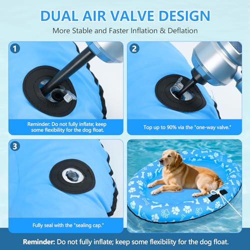 59'' x 39''Inflatable Dogs Pool Float with Rope - Tear Resistant Oxford Stable Support Puppy Floating Raft,Inflatable Summer Doggies Raft Toy for Small Medium Large Dogs Up to 88lb (Blue) - color: BlueBlue