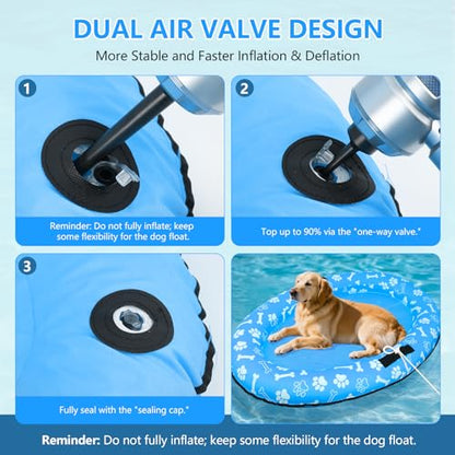 59'' x 39''Inflatable Dogs Pool Float with Rope - Tear Resistant Oxford Stable Support Puppy Floating Raft,Inflatable Summer Doggies Raft Toy for Small Medium Large Dogs Up to 88lb (Blue) - color: BlueBlue