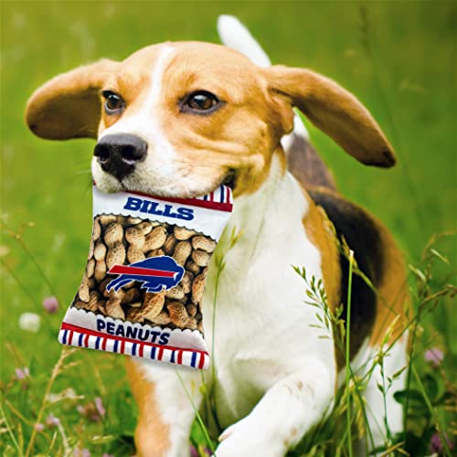 NFL Buffalo Bills Crinkle FINE Plush Dog & CAT Squeak Toy - Cutest Stadium Peanuts Snack Plush Toy for Dogs & Cats with Inner Squeaker & Beautiful Baseball Team Name/Logo - color: Buffalo Bills, style: STADIUM PEANUTS SNACK