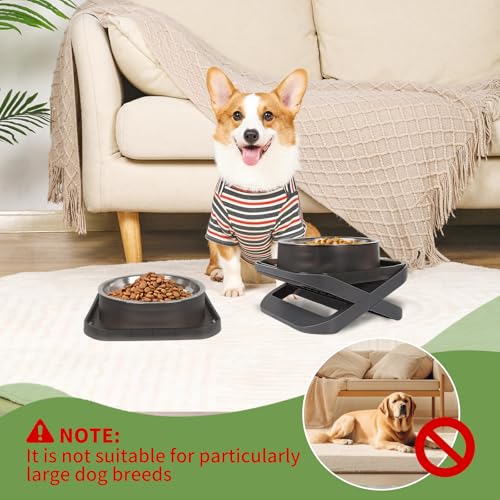 Raised Dog Bowls for Small & Medium Dogs, Adjustable Elevated Stainless Steel Food or Water Bowl, No Spill Non-Slip Dog Feeder Stand for Pets - size: Single - A