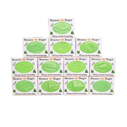 Neater Pet Brands Neater Bags Dog Waste Bag, No Rolls to Fuss With - Dog Poop Bags Dispense One at a Time, Doggie Poop Bag with Easy-Tie Handles (180 Count) - size: 1 Count (Pack of 180)
