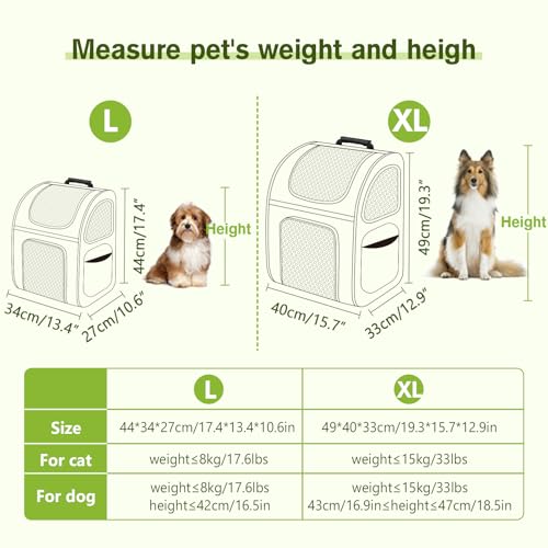 pecute Cat Backpack Breathable, Cat Carrier Backpack Expandable - color: Black, size: 12.6"L x 10.2"W x 16.5"H