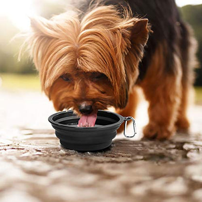 Kytely Large Collapsible Dog Bowls 2 Pack, 34oz Foldable Dog Travel Bowl, Portable Pet Water Food Bowl with Clasp, Pet Cat Feeding Cup Dish for Traveling, Walking, Hiking (Black+Black) - color: Black & Black