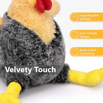 Squeaky Stuffed Dog Toys – Plush Chicken Chew Toy for Small, Medium & Large Dogs, Cute & Funny Interactive Puppy Toy with Crinkle Paper & Double Squeakers - style: Chicken