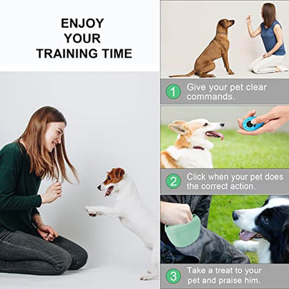 Left&Right Dog Clicker Training Kit,Silicone Dog Training Treat Pouch and Dog Clickers,Dog Treat Bag with Clicker Training for Dogs,Pet Treat Bag with Magnetic Buckle Closing and Waist Clip,Egg Green - color: Egg Green