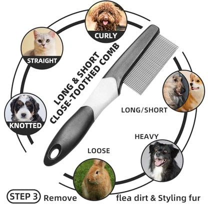 Dog Brush for Shedding, 7 PCS Dog Grooming Brush Kit, Undercoat Rake, Slicker Brush, Deshedding Comb, Bath Brush, Nail Clipper for Long & Short Haired Dogs & Cats, Black - color: A-Black