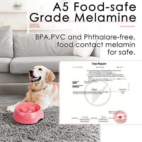 Super Design Slow Feeder Dog Bowl, 1.5 Cup, Nonslip, Heat-Resistant, Suitable for Medium to Large Dogs - color: Rose, size: L