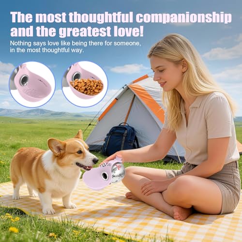 Portable Dog Water Bottle 10oz Stainless Steel Travel Dog Water Dispenser with Bowl No-Spill Puppy Water Bottle for Walking Hiking Small Dog Water Bottle (Pink Bow Print) - color: Pink Bow Print
