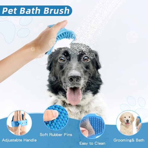 Dog Brush Dog Grooming Kit 6PCS Dog Brush for Shedding-Dog Brushes for Grooming, Dematting Comb for Dogs, Cat Nail Clipper with Nail File, Flea Comb, Bath Brush(Blue) - size: 6PCS