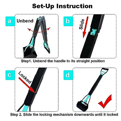 ienjoyed 32" Tall Pooper Scooper, Large Pooper Scooper for Dogs Heavy Duty, Dog Pooper Scooper with Long Handle & High Strength Durable Spring, Foldable Dog Poop Pick Up (Bottom Seamless) - size: 32-inch(Bottom Seamless)