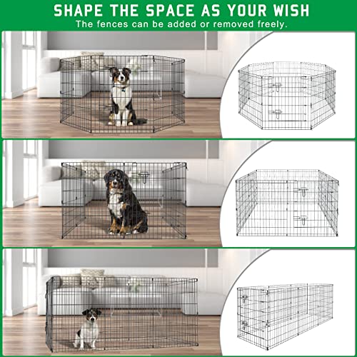 Artmalle Dog Playpen 30 Inch, Foldable Metal Puppy Exercise Pen with Door, 8 Panels Indoor Outdoor Pet Fence, Portable Dog Pen for Small Dogs, Cats, Rabbits, Ducks, Black - style: 24'' x 30'' x 8PCS