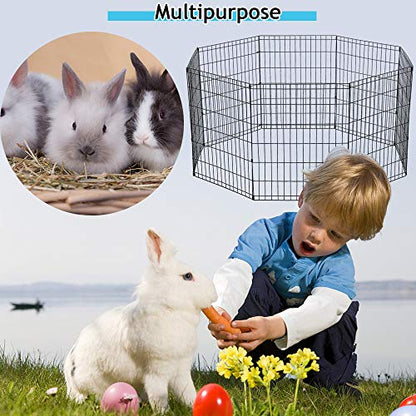 Puppy Playpen Dog Fence Pet Playpen 8 Panel Metal Portable Foldable Indoor Outdoor Pet Exercise Pen Animal Wire Yard Crate Kennel Pets Playpen for Small Medium Large Dogs - size: 30"x8 Panels