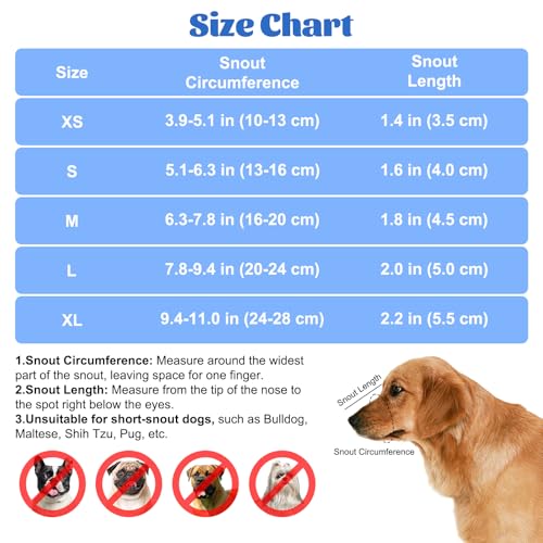 Dog Muzzle with Escape-Proof Elastic Neck Collar, Soft Breathable Air Mesh Mouth Cover Stops Biting Barking Chewing Allows Drinking Panting, Adjustable Muzzle for Small Medium Large Dogs - color: Pink/Blue, size: M
