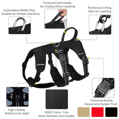 Red No-Pull Dog Harness, Reflective Padded Design for Small/Medium/Large Dogs, Adjustable & Escape-Proof Dog Vest. L: 61-99 lbs (Chest:21-28",Neck:18-25") - color: Red, size: L:61-99 lbs (Chest:21-28",Neck:18-25")