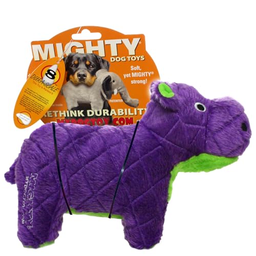 MIGHTY- Safari Hippo - Squeaker-Multiple Layers. Made Durable, Strong & Tough. Interactive Play Dog Toy (Tug, Toss & Fetch). Machine Washable & Floats | Ultra Durable Plush Toy with Multiple Layers & Reinforced Seams , Washable and Floats , Mighty® Constr