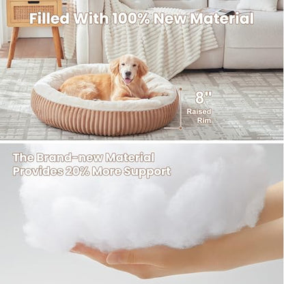 36 inches Donut Dog Bed for Large Dogs - Calming Round Pet Bed with Removable Cover,Washable Milk Plush Faux Fur, Fits Pets up to 80 lbs(Mocha,Large) - color: Mocha, size: 36.0"L x 36.0"W x 8.0"Th