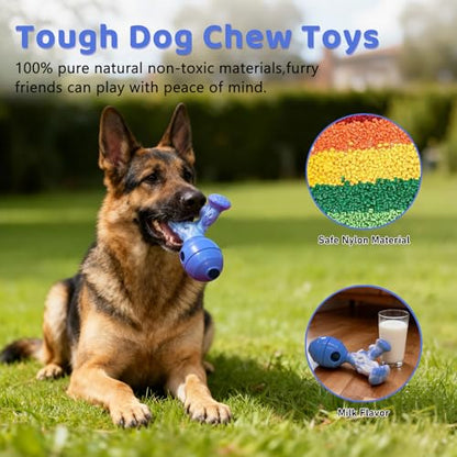 BoYoYo Dog Toys for Aggressive Chewers, 3 in 1 Treat Dispensing Dog Toys to Keep Them Busy, Dog Enrichment Toy for Small, Medium and Large Dogs, Milk Flavor - color: Dark Blue