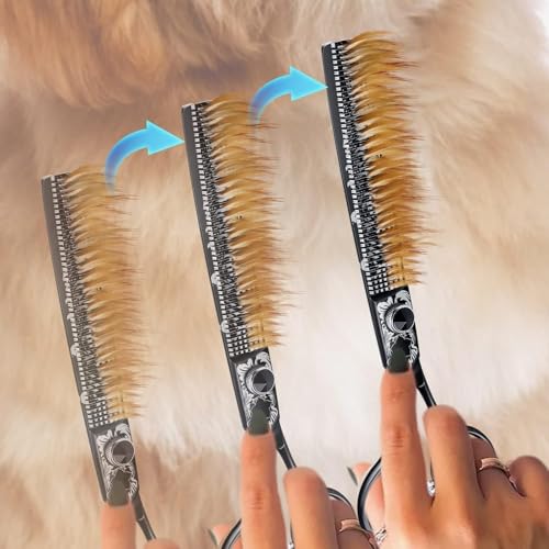 JASON 8 Inch Dog Thinning Scissors Ergonomic Pets Grooming Thinner Blender Shears Cat Trimming Texturizing with Offset Handle, Light Weight, Sharp, Safe, Comfortable, Stainless Steel - style: 60-teeth-Thinner