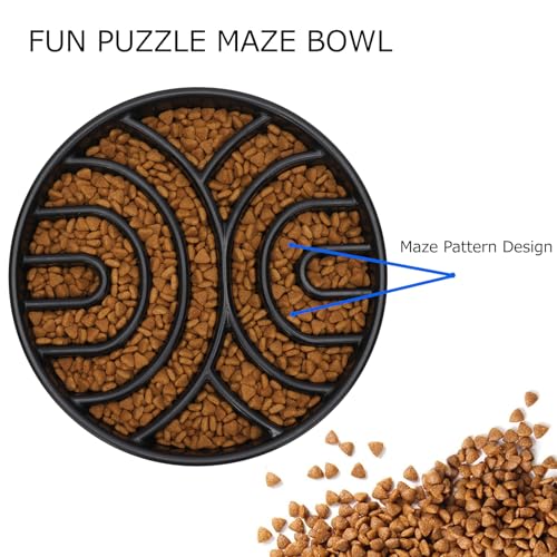 WHIPPY Slow Feeder Maze Dog Bowl - Anti-Choking, Anti-Slip Interactive Puzzle Feeder for Large Dogs, Black - color: black