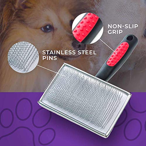 Ryan's Pet Supplies Paw Brothers Flat Slicker Brush for Dogs, Dog Brush for Long Haired Dogs, Professional Grade, Coated Tips, Gentle on Skin, Maximum Coverage, Extra Large - size: Extra Large