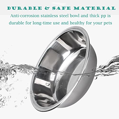 JiangYanus Double Dog Cat Bowls, No-Spill Pet Water and Food Bowl Set | Automatic Water Dispenser Bottle Detachable Stainless Steel Bowl Gravity Water Feeder Bowl for Cats Dogs Puppy Kitten Rabbit - color: Green, size: 500ML Water Bottle
