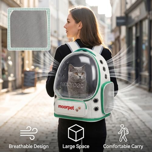 Cat Backpack Carrier, Transparent & Foldable Bubble Pet Backpack for Cats and Dogs, Breathable Kitten Carrier with Side Mesh and Pocket, Portable Travel Bag for Hiking, Walking, Vet (Purple) - color: Purple