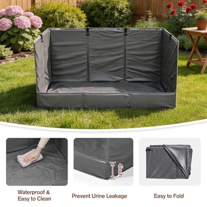 Foldable Dog Litter Box with High Walls, Waterproof Indoor Dog Potty Tray with 4-Inch Baffle, 33.5"×23.6"×15.9" Dogs Pee Pad Holder for Puppies Small and Medium Dogs