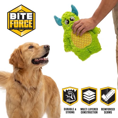 Bite Force Dog Toy - Large Durable & Strong Plush Green Monster Dog Toy, Kevlar-Reinforced for Aggressive Chewers - color: Large - Billy the Beast Monster