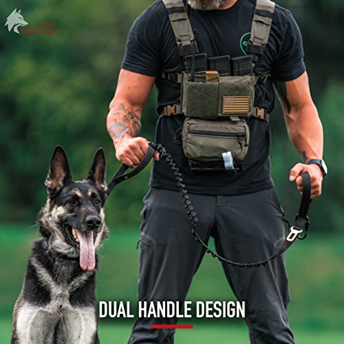 Wolf Tactical Bungee Dog Leash - Heavy Duty No Pull Leash for Large Dogs - Black