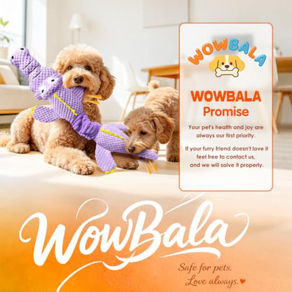 WOWBALA Squeaky Dog Toys for Puppy to Medium Breeds | Interactive Tug of War Dog Toys with Crinkle Paper, Plush Chew Puppy Toys to Keep Them Busy, Training Reward Gift for Dogs - color: Light Purple