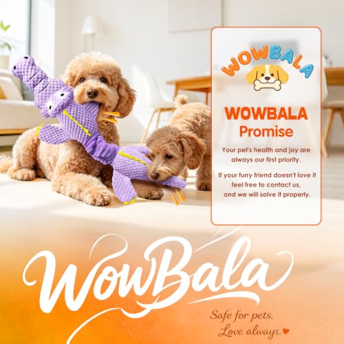 WOWBALA Squeaky Dog Toys for Puppy to Medium Breeds | Interactive Tug of War Dog Toys with Crinkle Paper, Plush Chew Puppy Toys to Keep Them Busy, Training Reward Gift for Dogs - color: Light Purple