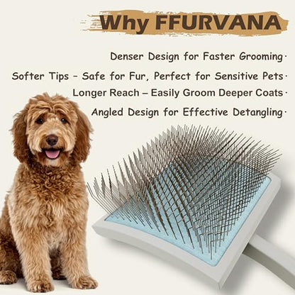 Slicker Brush for Dogs, for Golden Doodles with Long Hair, for Large Pet Dogs, Grooming Pet Hair, Cream White(Large) - color: Cream White