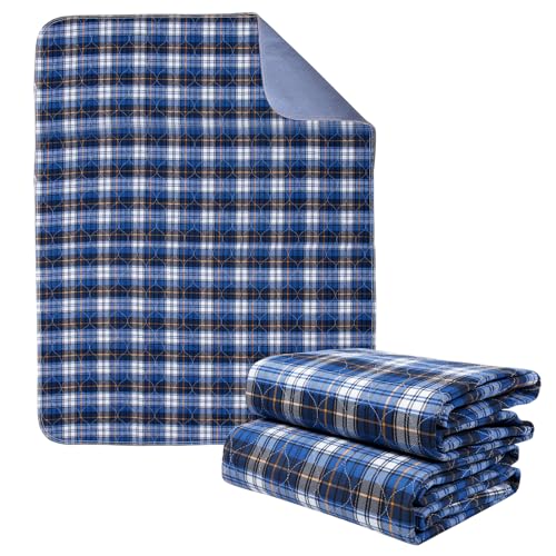 Washable Bed Pads, Non-Slip Bed Pads for Incontinence (36"" x 72"", 2 Pack) - Waterproof and Reusable Underpads for Adults, Kids, and Pets, Blue - color: Blue, size: 36" x 72" | 2 Pack