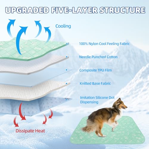 Homimp Self-Cooling Mat for Dogs,6 Pack Washable Cooling Mat & Sleeping Pad,Reusable Waterproof Dog Pee Pads,Non-Toxic,Non-Slip Potty Pads for Whelping Litter Mat Puppy Supplies in Summer,16"x20"