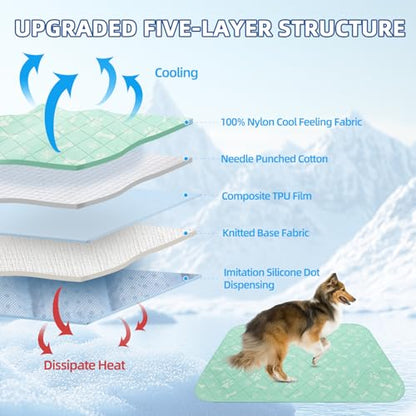 Homimp Self-Cooling Mat for Dogs,6 Pack Washable Cooling Mat & Sleeping Pad,Reusable Waterproof Dog Pee Pads,Non-Toxic,Non-Slip Potty Pads for Whelping Litter Mat Puppy Supplies in Summer,16"x20"