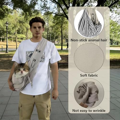 Dog Slings for Small Dogs,Soft and Breathable Waffle Fabric,Puppy Essentials,Reversible Dog Sling with Organizer Pocket,Suitable for Small Dogs and Cats,Gray - color: gray