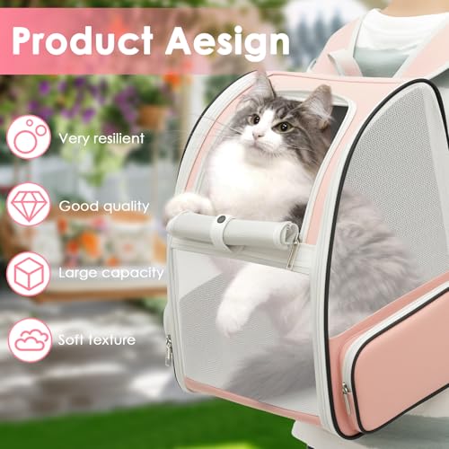 Cat Backpack Carrier, Pet Carrier for Small Dog Cat Puppy Kitten Bunny,Ventilated Mesh Design up to 15lbs, Foldable Animal Backpack Bag for Hiking Camping Travel (Pink) - color: Pink