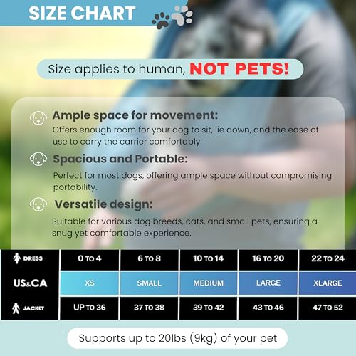 Pet K’tan Anti Anxiety Wearable Cat & Dog Carrier – Hands-Free Front Facing Adjustable Pet Cuddler Sling for Small to Medium Pets & Puppies up to 20 lbs | Pawquamarine | X-Small - size: X-Small (2-4)